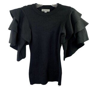 Settle Down Women's Black Ruffled Sleeve Top
